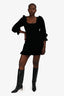 Love Shack Fancy Black Velvet Long Sleeve Ruffle Mini Dress Size M