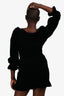 Love Shack Fancy Black Velvet Long Sleeve Ruffle Mini Dress Size M