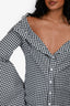 Caroline Constas Black/White Cotton Check Flare Sleeve Button Down Shirt Size M