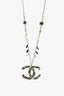 Pre-loved Chanel™ Silver/Black Crystal "CC" Necklace with Pearl Detail
