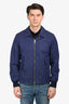 Burberry Navy/Black Tartan Pattern Reversible Zip Up Jacket Size 52 Mens