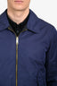 Burberry Navy/Black Tartan Pattern Reversible Zip Up Jacket Size 52 Mens