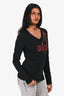 Jean Paul Gaultier Black/Red Graphic Printed V-Neck Top Size M