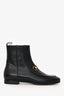 Gucci Black Leather GG Marmont Chelsea Boots Size 35
