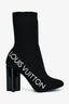Louis Vuitton Black Knit 'Louis Vuitton' Embroidered Heeled Sock Boot Size 38