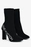 Louis Vuitton Black Knit 'Louis Vuitton' Embroidered Heeled Sock Boot Size 38