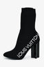 Louis Vuitton Black Knit 'Louis Vuitton' Embroidered Heeled Sock Boot Size 38