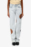Off-White Light Blue Denim Paper Clip Cut Out Jeans Size 27
