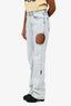Off-White Light Blue Denim Paper Clip Cut Out Jeans Size 27