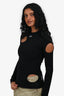 Off-White Black Long Sleeve 'Off' Cut Out Top Size 36