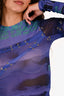 Danielle Guizio Purple/Teal Mesh Graphic Top Size XS
