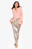 New Arrivals Beige/Silver Square Sequin 'Sasha' Maxi Skirt Size 38 w/ Tags