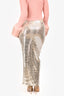 New Arrivals Beige/Silver Square Sequin 'Sasha' Maxi Skirt Size 38 w/ Tags