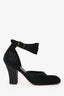 Dries Van Noten Black Suede Beaded Ankle Strap Pumps Size 36.5