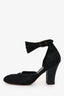 Dries Van Noten Black Suede Beaded Ankle Strap Pumps Size 36.5
