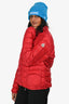 Moncler Red Quilted Shell Packable Jacket Size 5