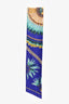 Hermes Blue Silk Feather Print Maxi Twilly