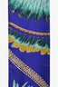 Hermès Blue Silk Feather Print Maxi Twilly