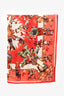 Hermes Red/Orange Silk 'Kachinas' Scarf 140