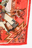 Hermes Red/Orange Silk 'Kachinas' Scarf 140