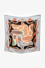 Hermès Blue/Orange Silk Graphic Printed Scarf 90