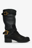 Christian Dior Black Nubuck Leather Moto Boots Size 37.5
