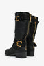 Christian Dior Black Nubuck Leather Moto Boots Size 37.5