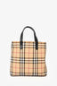 Burberry Beige Tartan Patterned Coated Leather Tote