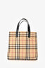Burberry Beige Tartan Patterned Coated Leather Tote
