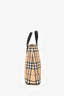Burberry Beige Tartan Patterned Coated Leather Tote