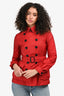 Burberry Brit Red Nylon Double Breasted Short Trench Coat Size 2 US