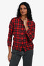 Saint Laurent Red Tartan Patterned Button Up Shirt Size XS