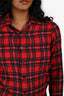 Saint Laurent Red Tartan Patterned Button Up Shirt Size XS