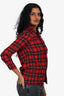 Saint Laurent Red Tartan Patterned Button Up Shirt Size XS