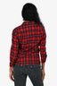 Saint Laurent Red Tartan Patterned Button Up Shirt Size XS