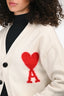 Ami White/Red Heart Logo Cardigan Size XS