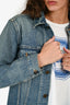 Saint Laurent Blue Distressed Denim Jacket Size XS