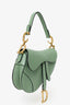 Christian Dior 2020 Green Leather Mini Saddle Bag