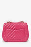 Pre-Loved Chanel™ 2017/18 Pink Leather Chevron Mini Square Flap Bag