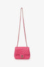 Pre-Loved Chanel™ 2017/18 Pink Leather Chevron Mini Square Flap Bag