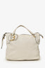 Gucci White Leather Twill Top Handle Bag With Strap