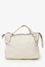 Gucci White Leather Twill Top Handle Bag With Strap