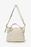 Gucci White Leather Twill Top Handle Bag With Strap