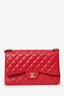 Pre-Loved Chanel™ 2015-16 Red Lambskin Quilted Classic Jumbo Flap Bag