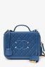 Pre-Loved Chanel™ 2019 Blue Caviar Quilted Small CC Filigree Vanity Case