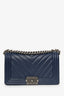Pre-Loved Chanel™ 2017-18 Navy Caviar Chevron Medium Boy Bag