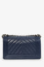 Pre-Loved Chanel™ 2017-18 Navy Caviar Chevron Medium Boy Bag