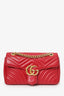 Gucci Red Chevron Leather Medium Marmont Shoulder Bag