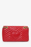 Gucci Red Chevron Leather Medium Marmont Shoulder Bag