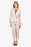 Brunello Cucinelli Beige Linen Sparkly Jacket + Trousers Size 38